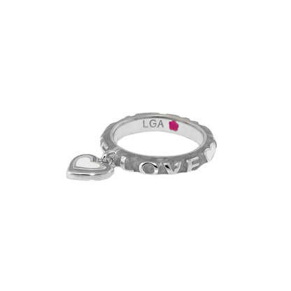 Slim Enamel Stackable Ring and Crystal Charm