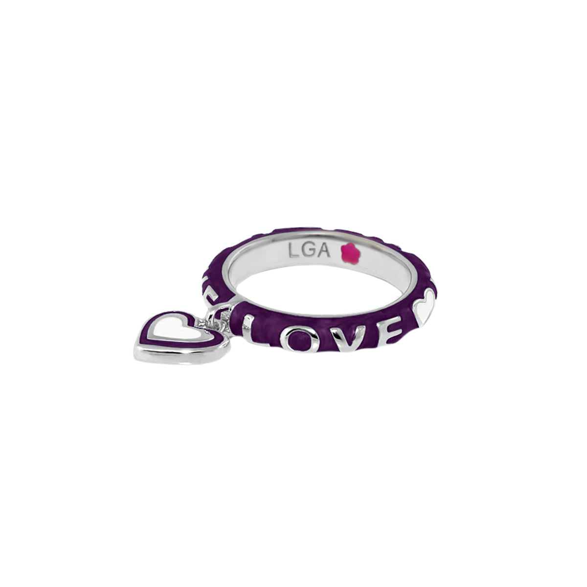 Slim Enamel Stackable Ring and Crystal Charm