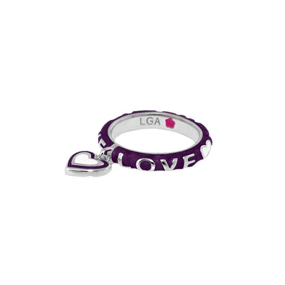 Slim Enamel Stackable Ring and Crystal Charm
