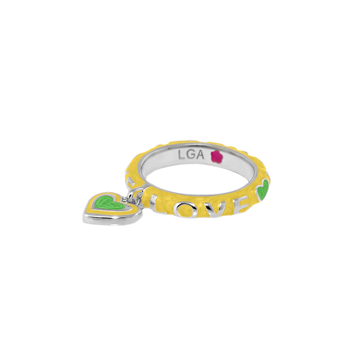 Slim Enamel Stackable Ring and Crystal Charm