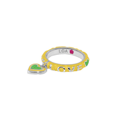 Slim Enamel Stackable Ring and Crystal Charm