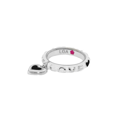 Slim Enamel Stackable Ring and Crystal Charm
