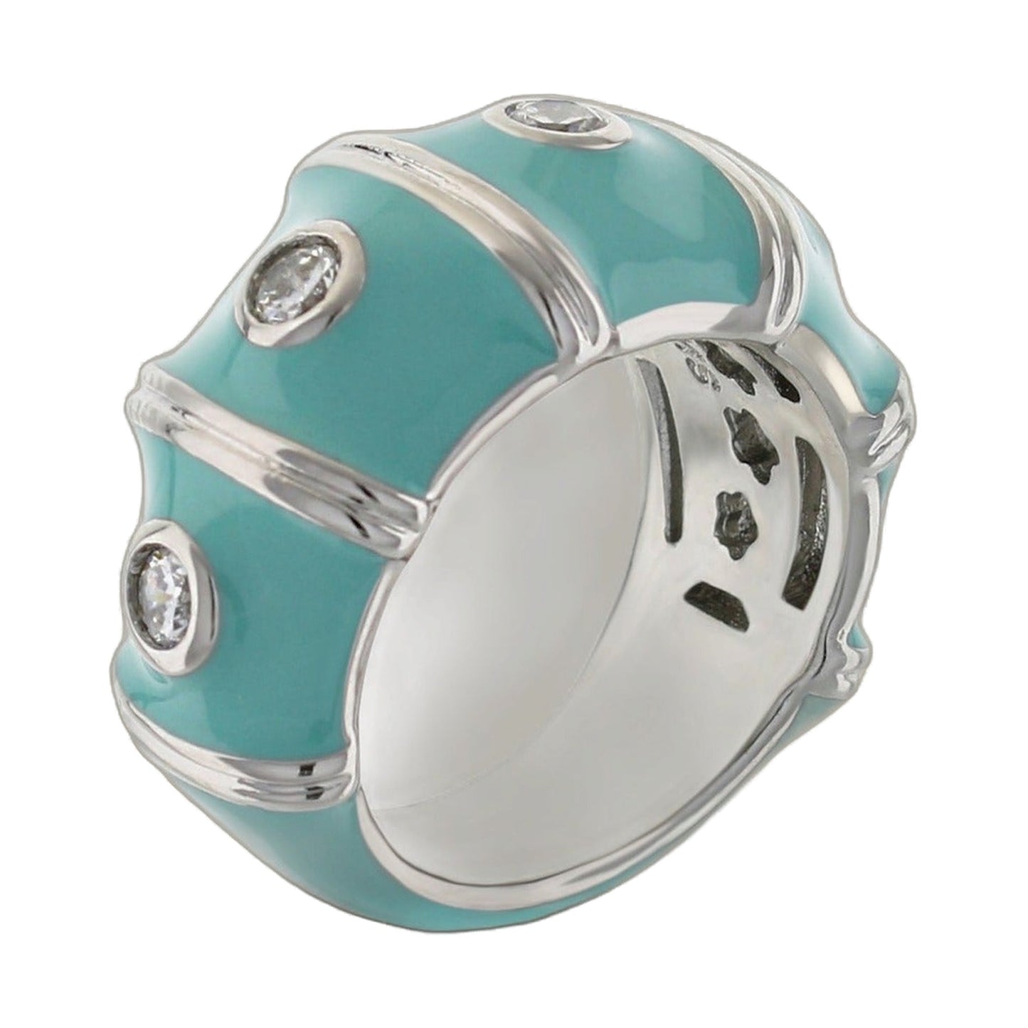 Tiny Dots Band Ring by Lauren G Adams in turquoise enamel with silver bezel accents on Tampa Home & Garden Store
