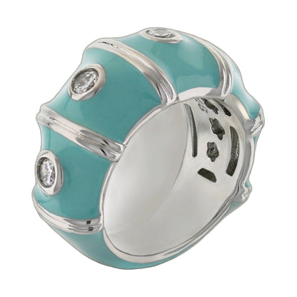 Tiny Dots Band Ring by Lauren G Adams in turquoise enamel with silver bezel accents on Tampa Home & Garden Store