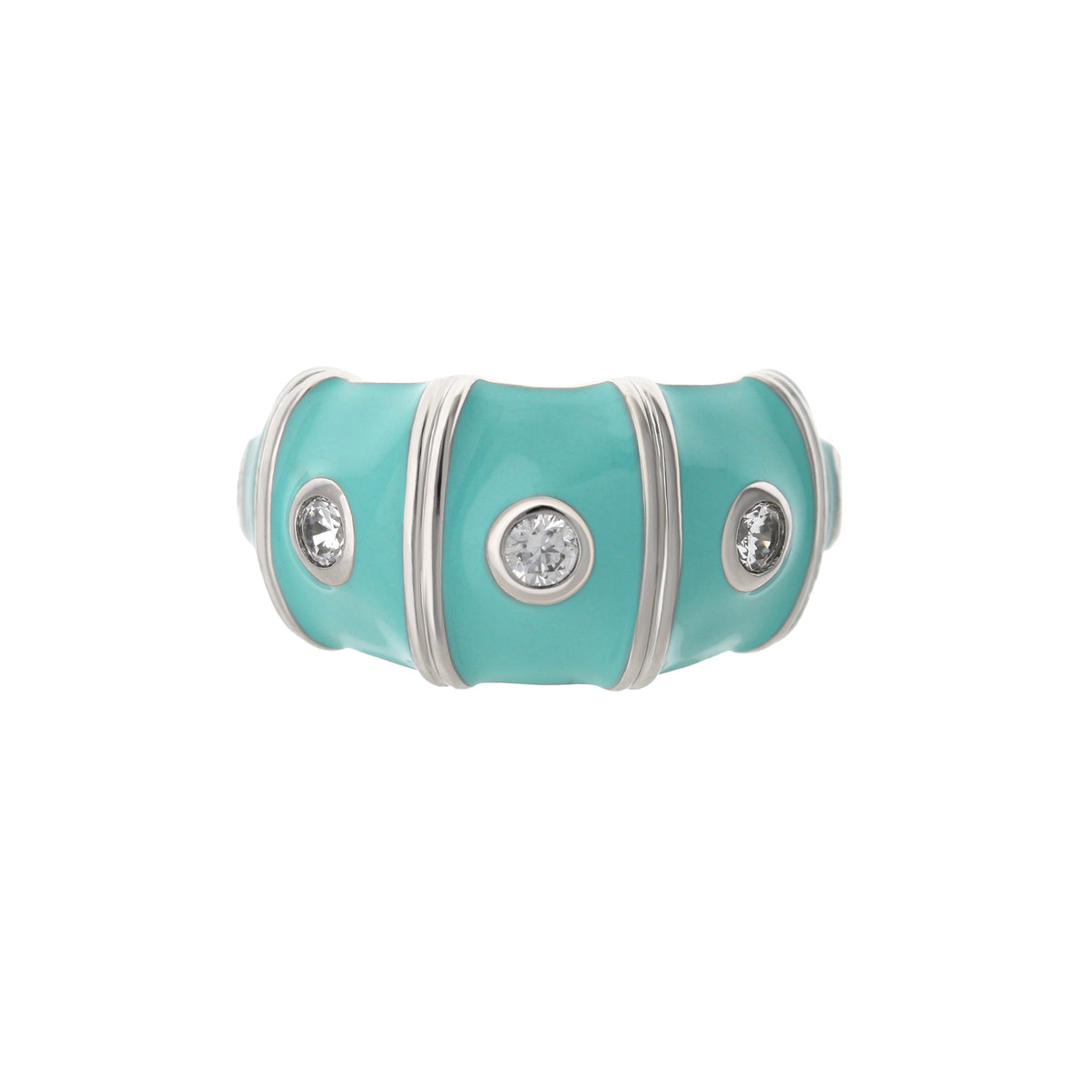 Tiny Dots Band Ring turquoise enamel with silver bands and crystal insets by Lauren G Adams on Tampa Home & Garden Store