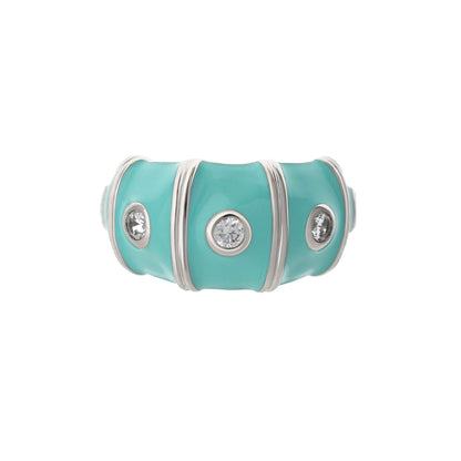 Tiny Dots Band Ring turquoise enamel with silver bands and crystal insets by Lauren G Adams on Tampa Home & Garden Store