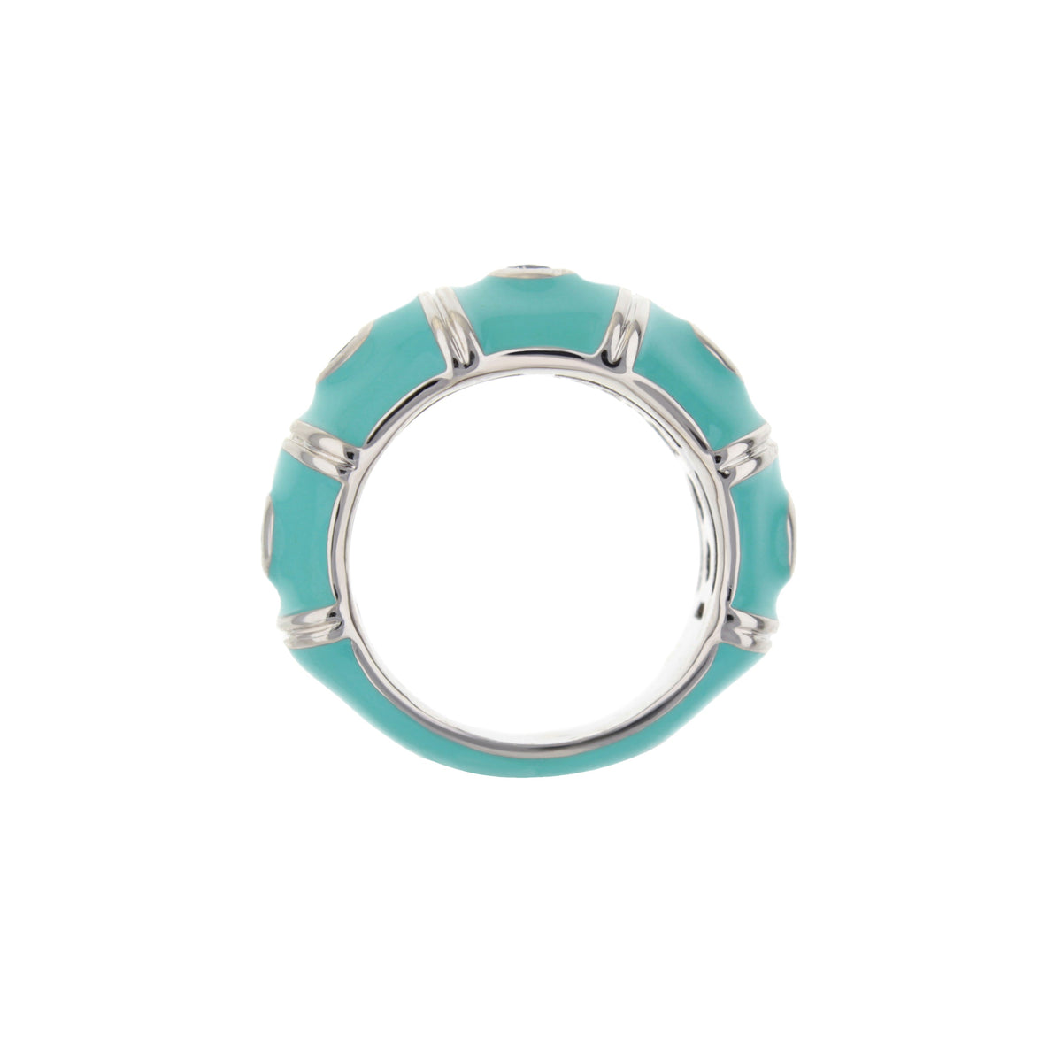 Tiny Dots Band Ring turquoise enamel segments on a silver band by Lauren G Adams on Tampa Home & Garden Store