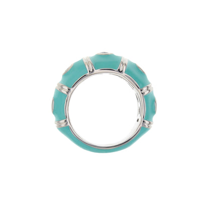 Tiny Dots Band Ring turquoise enamel segments on a silver band by Lauren G Adams on Tampa Home & Garden Store