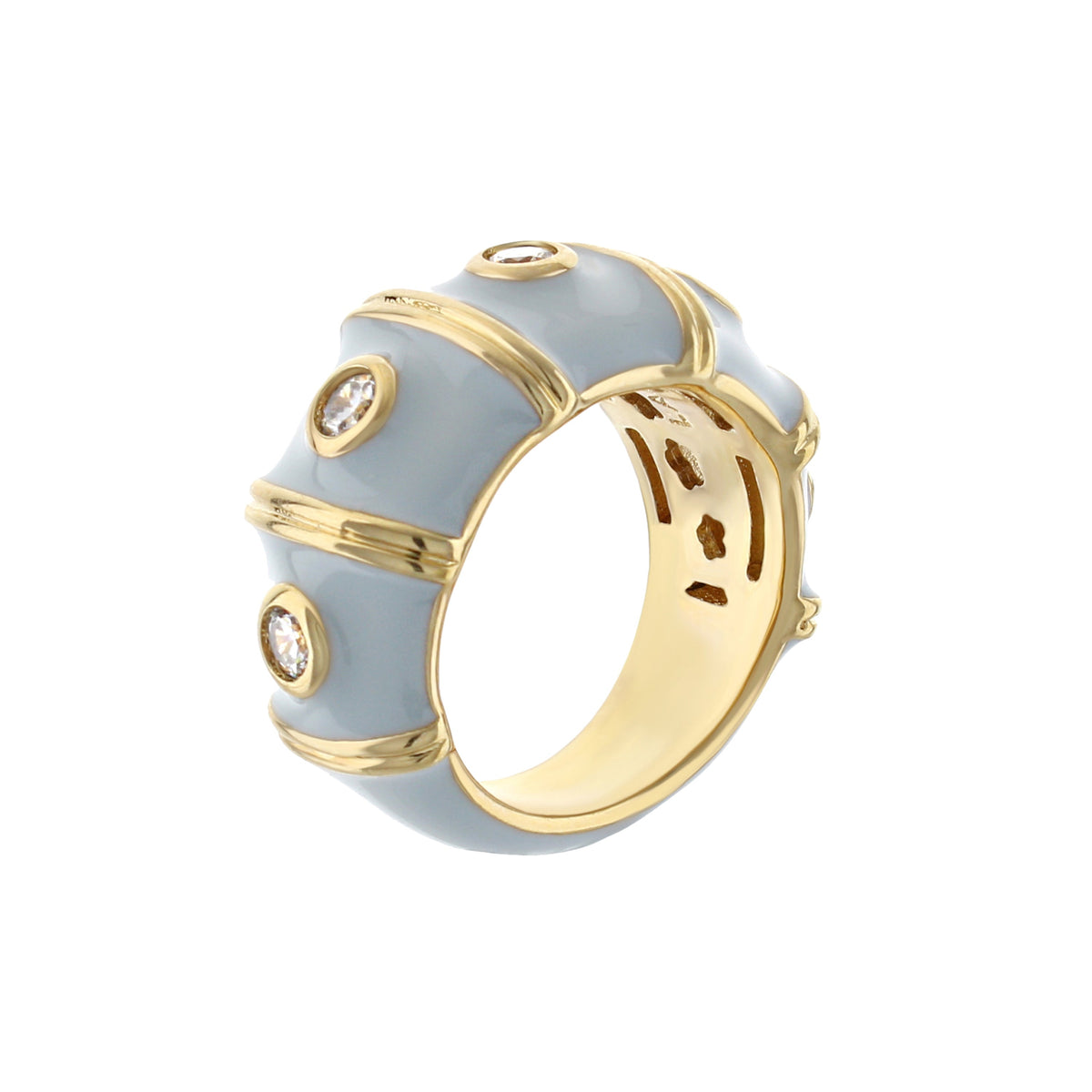 Tiny Dots Band Ring by Lauren G Adams, gold with light-blue enamel and crystal accents on Tampa Home & Garden Store
