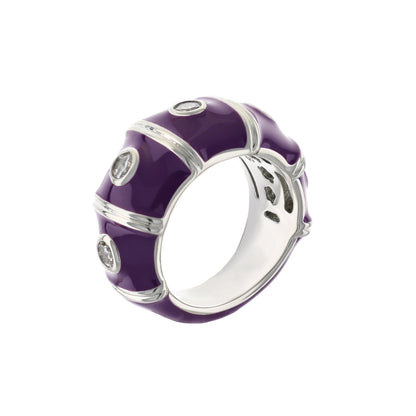Tiny Dots Band Ring purple enamel with silver accents and stones by Lauren G Adams on Tampa Home & Garden Store