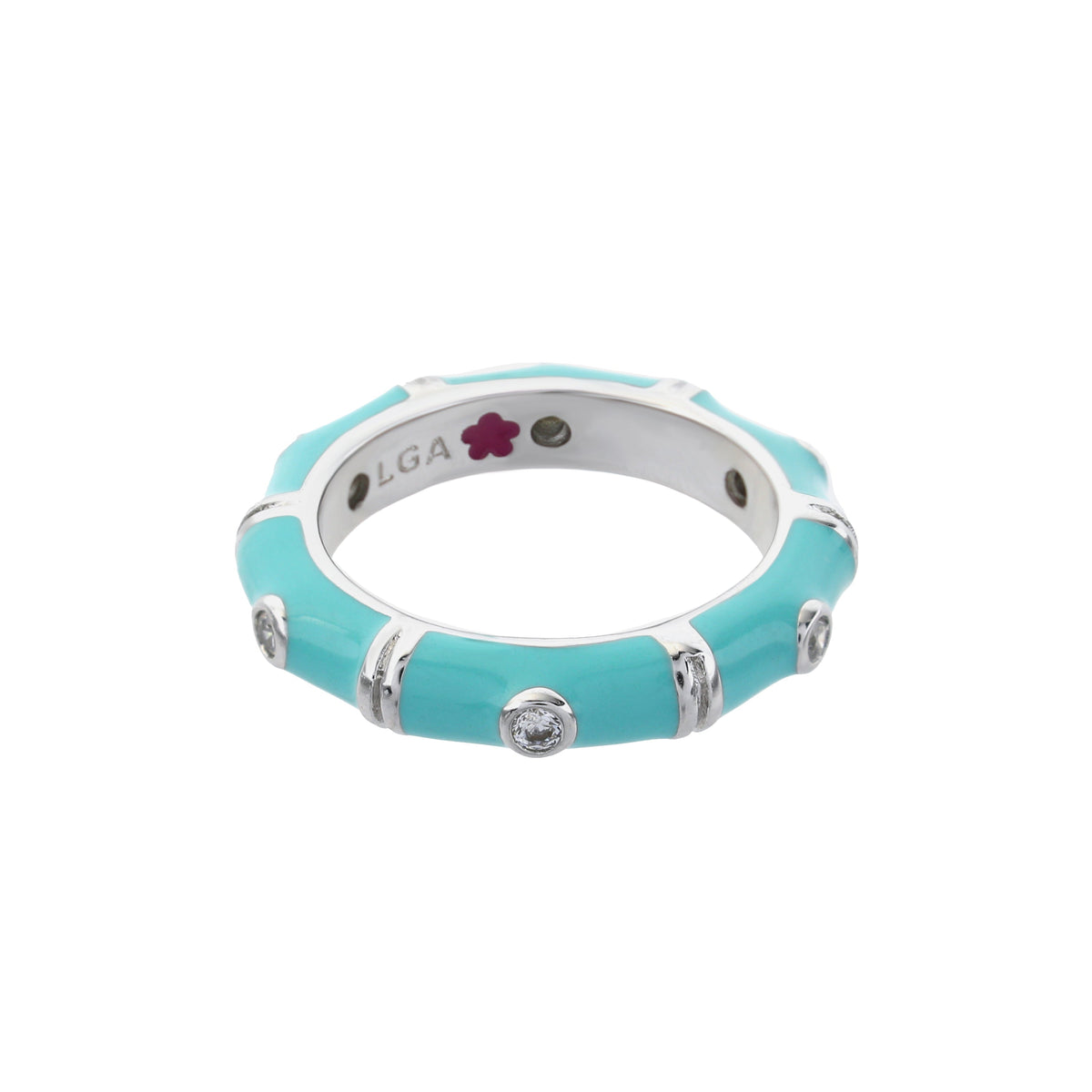 Tiny Dots Stackable Ring by Lauren G Adams - turquoise enamel with crystal dot accents on Tampa Home & Garden Store