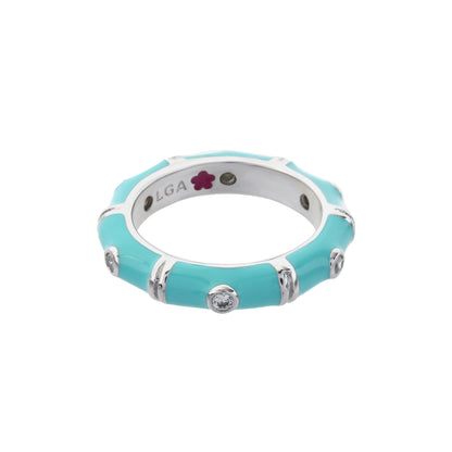 Tiny Dots Stackable Ring by Lauren G Adams - turquoise enamel with crystal dot accents on Tampa Home & Garden Store