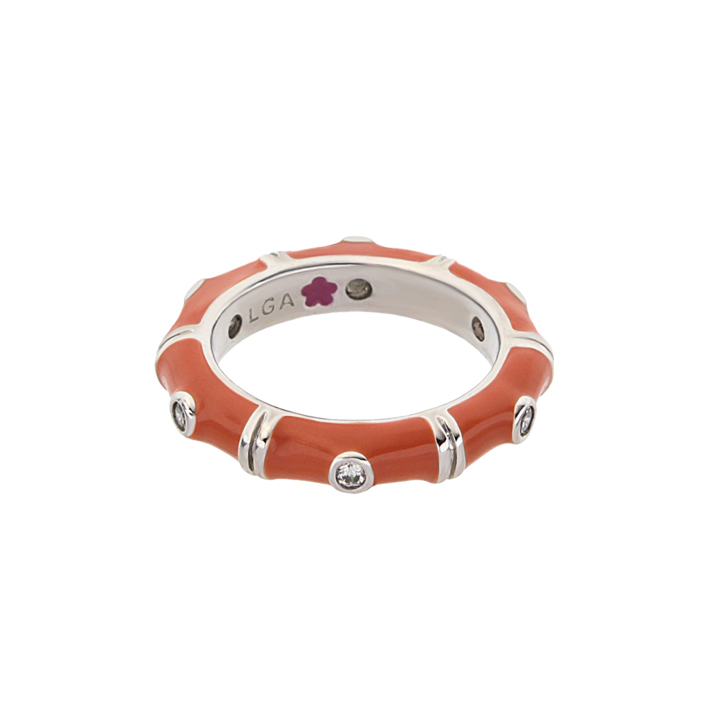 Tiny Dots Stackable Ring by Lauren G Adams in orange enamel with crystal dot accents on Tampa Home & Garden Store