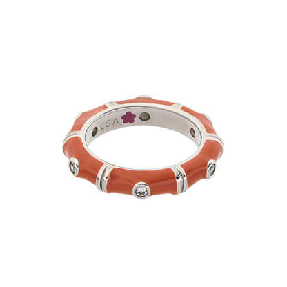 Tiny Dots Stackable Ring by Lauren G Adams in orange enamel with crystal dot accents on Tampa Home & Garden Store