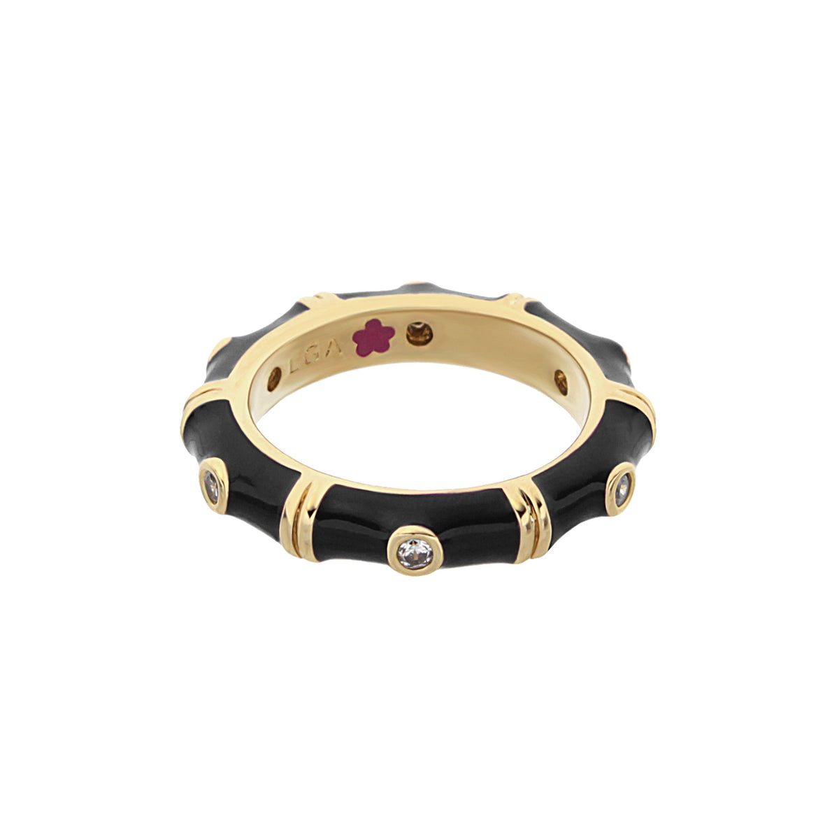 Tiny Dots Stackable Ring Crystal Dot Band black enamel with gold-tone setting by Lauren G Adams on Tampa Home & Garden Store