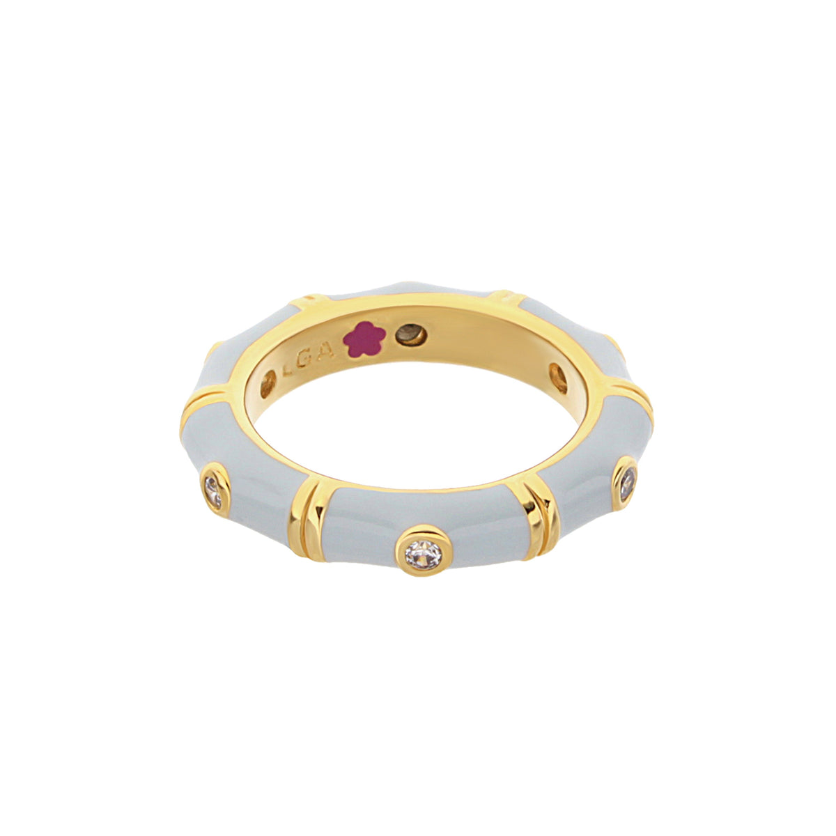 Tiny Dots Stackable Ring Crystal Dot Band blue enamel with gold accents by Lauren G Adams on Tampa Home & Garden Store
