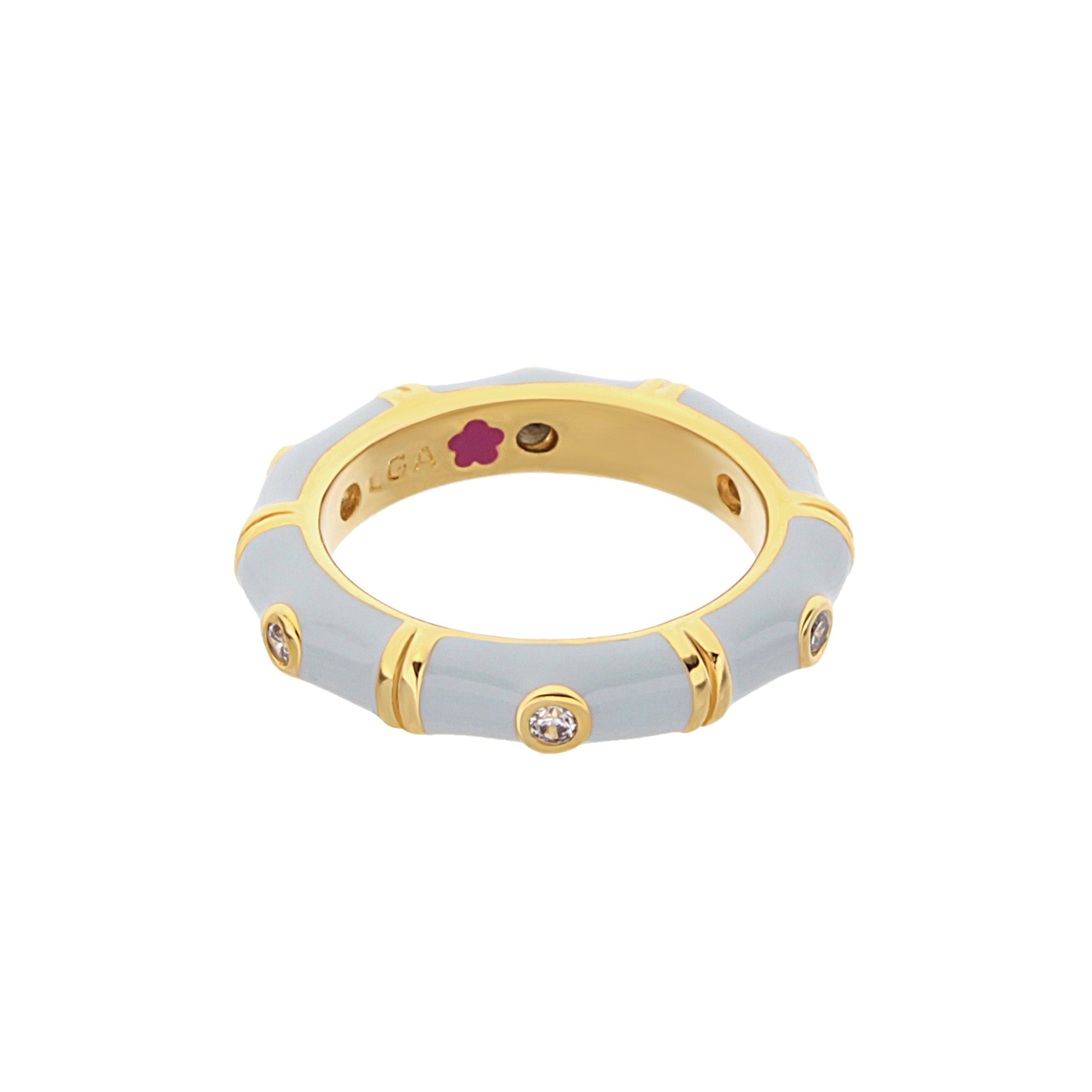 Tiny Dots Stackable Ring Crystal Dot Band blue enamel with gold accents by Lauren G Adams on Tampa Home & Garden Store