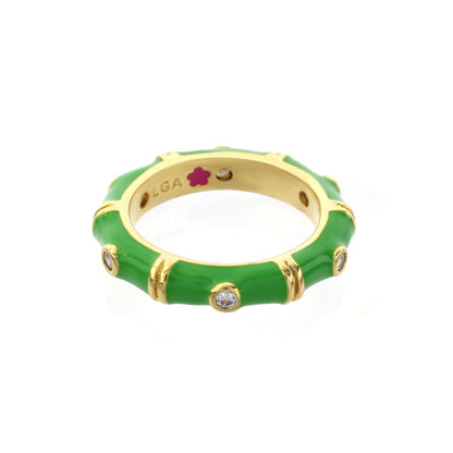 Tiny Dots Stackable Ring by Lauren G Adams, green enamel with gold band and crystal accents on Tampa Home & Garden Store