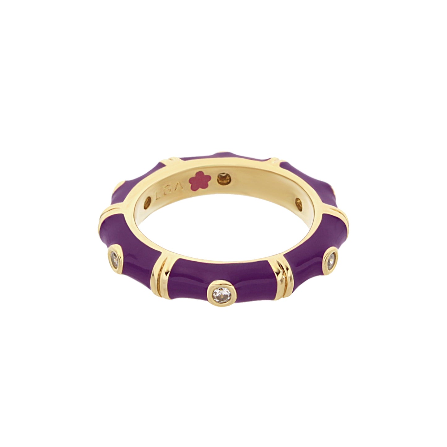 Stackable ring Tiny Dots Crystal Dot Band in purple enamel with gold-tone trim by Lauren G Adams on Tampa Home & Garden Store