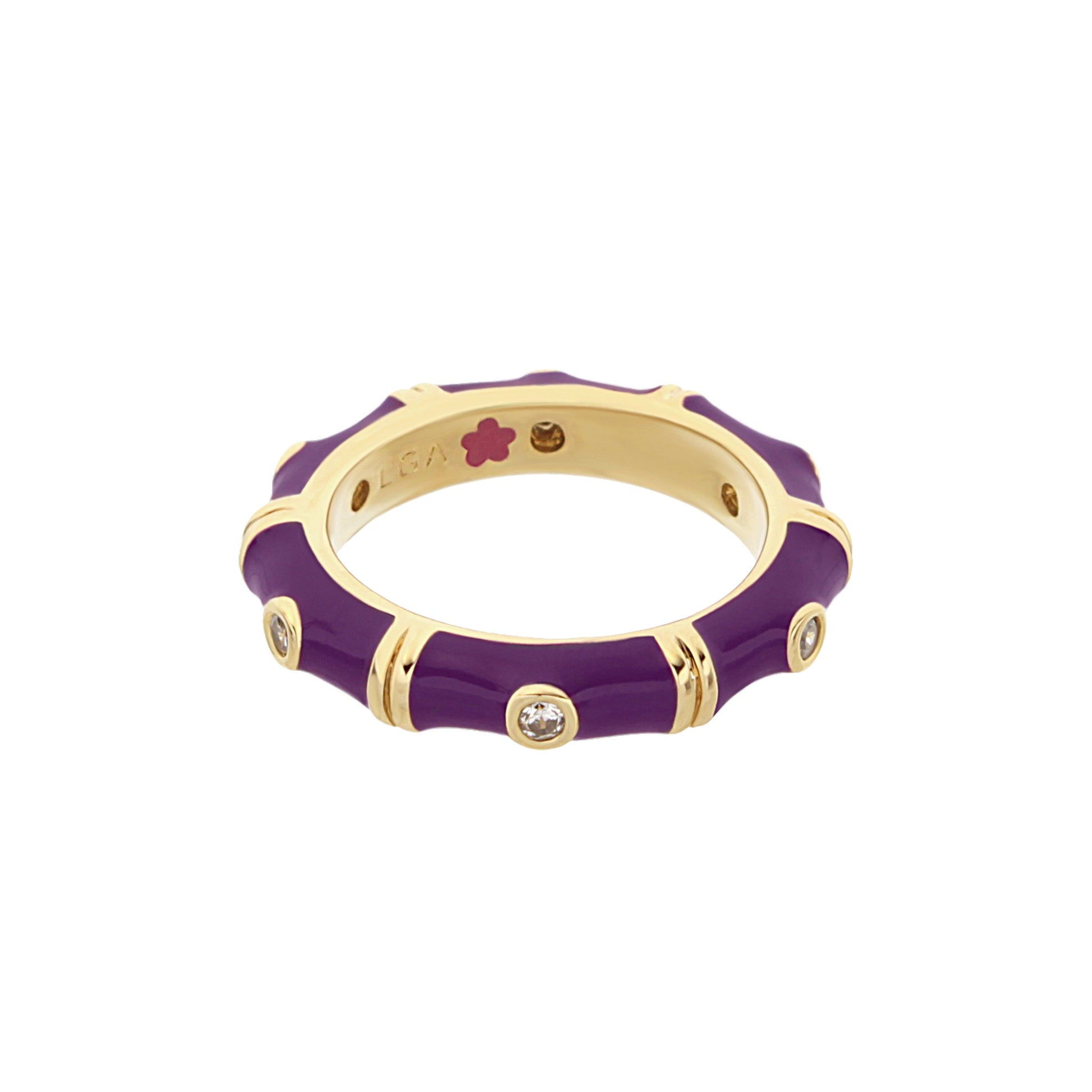 Stackable ring Tiny Dots Crystal Dot Band in purple enamel with gold-tone trim by Lauren G Adams on Tampa Home & Garden Store