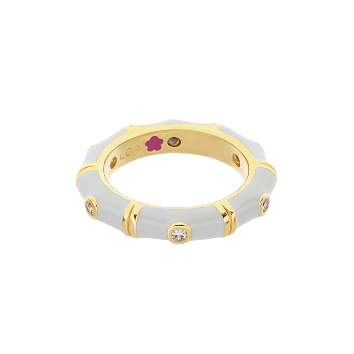 Tiny Dots Stackable Ring crystal dot accents blue gray and gold Lauren G Adams on Tampa Home & Garden Store