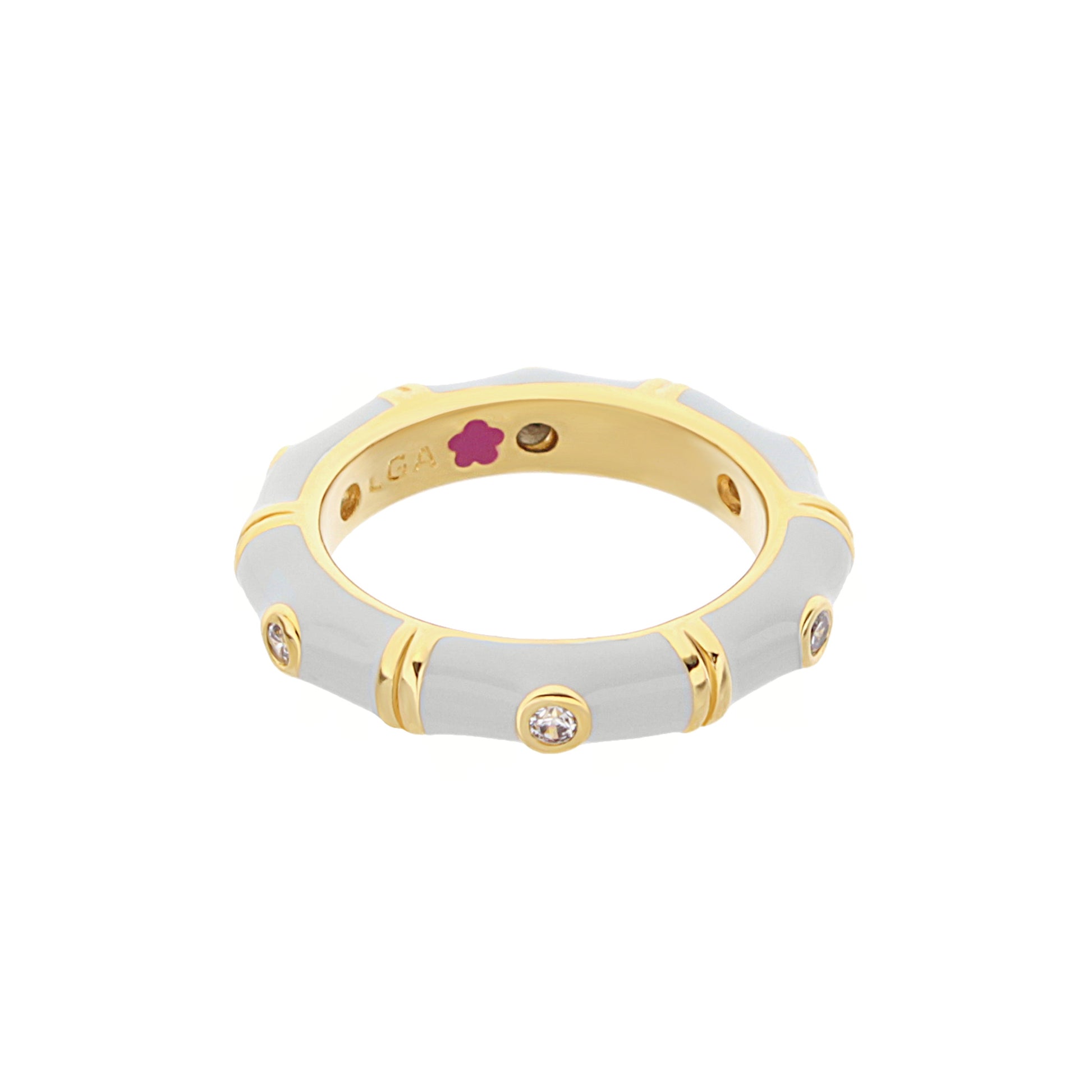 Tiny Dots Stackable Ring crystal dot accents blue gray and gold Lauren G Adams on Tampa Home & Garden Store