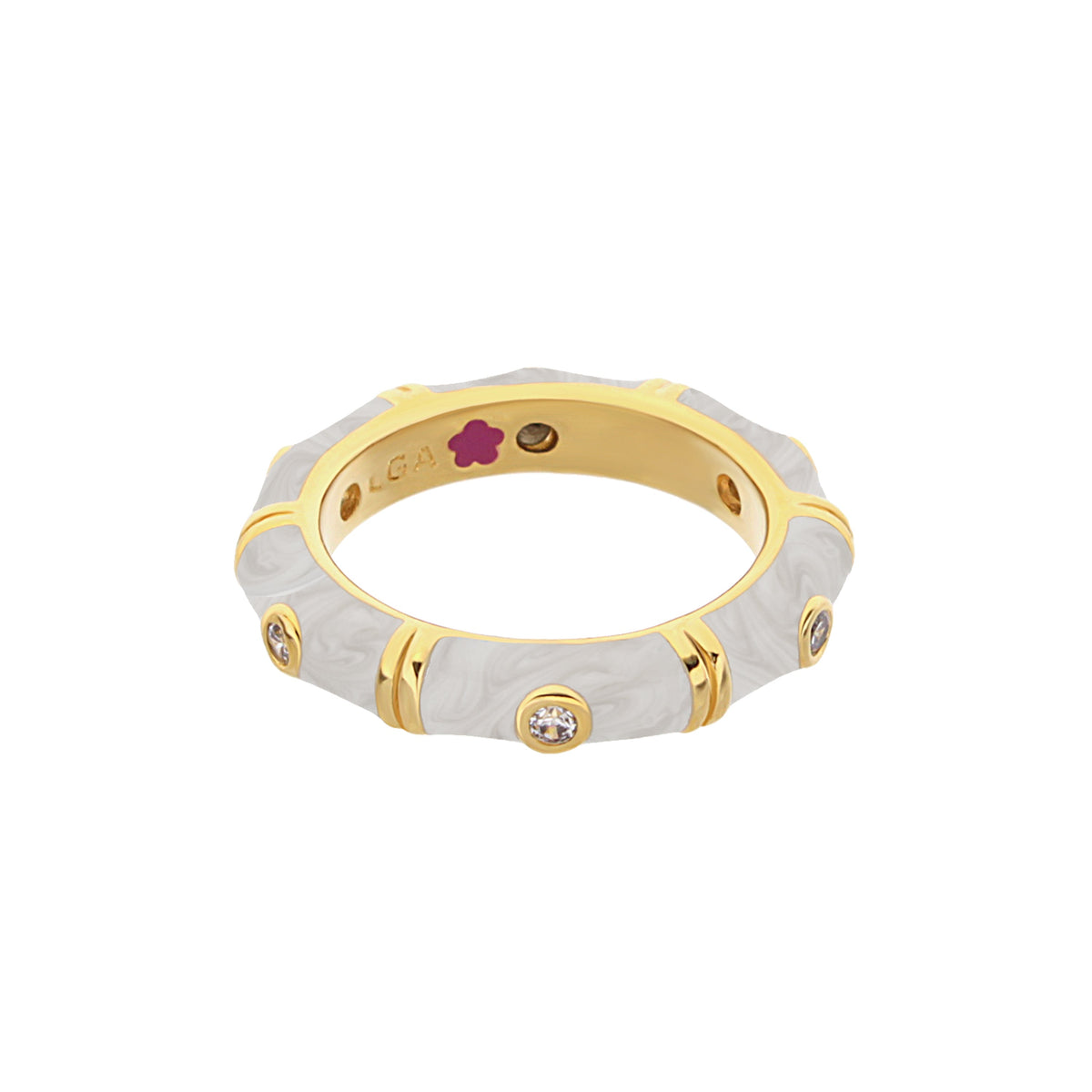 Tiny Dots Stackable Ring Crystal Dot Band by Lauren G Adams marble-white band with crystals on Tampa Home & Garden Store