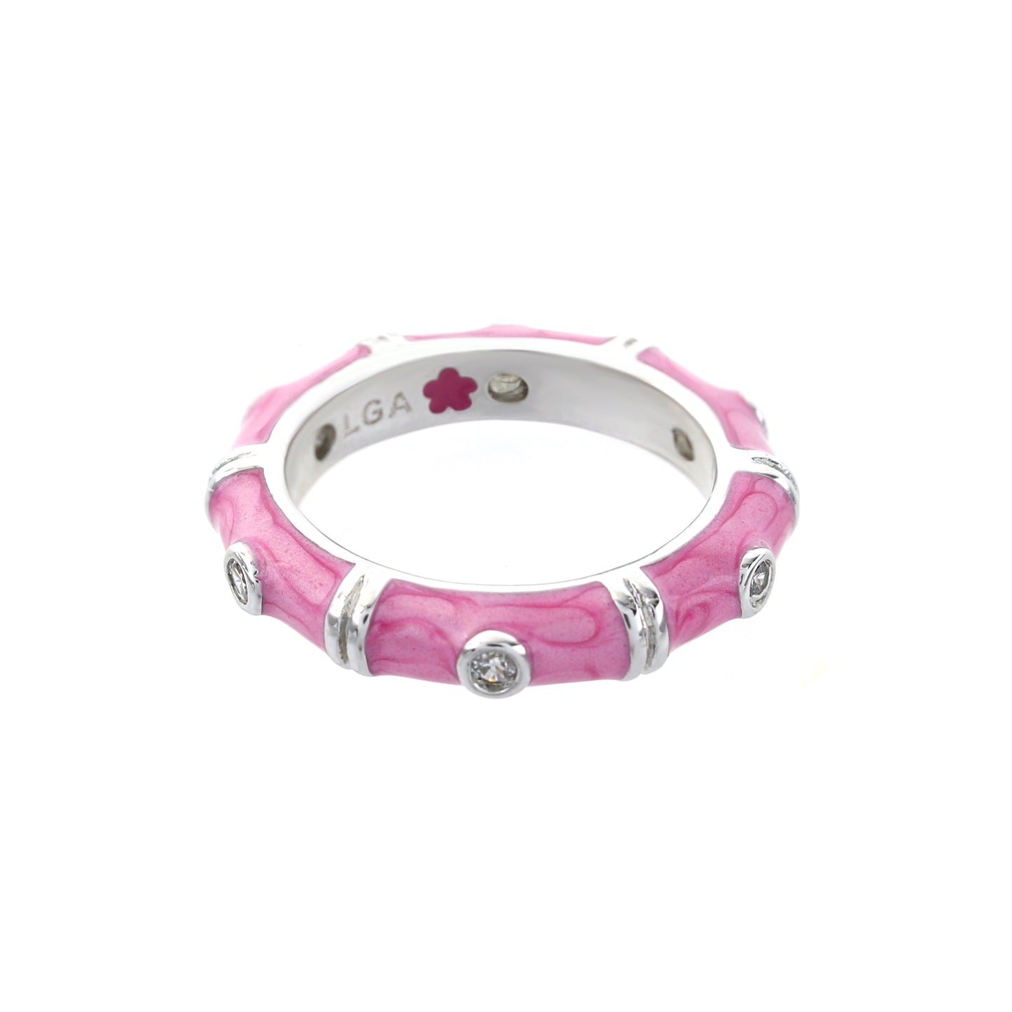 Tiny Dots Stackable Ring Crystal Dot Band pink enamel with crystals Lauren G Adams on Tampa Home & Garden Store