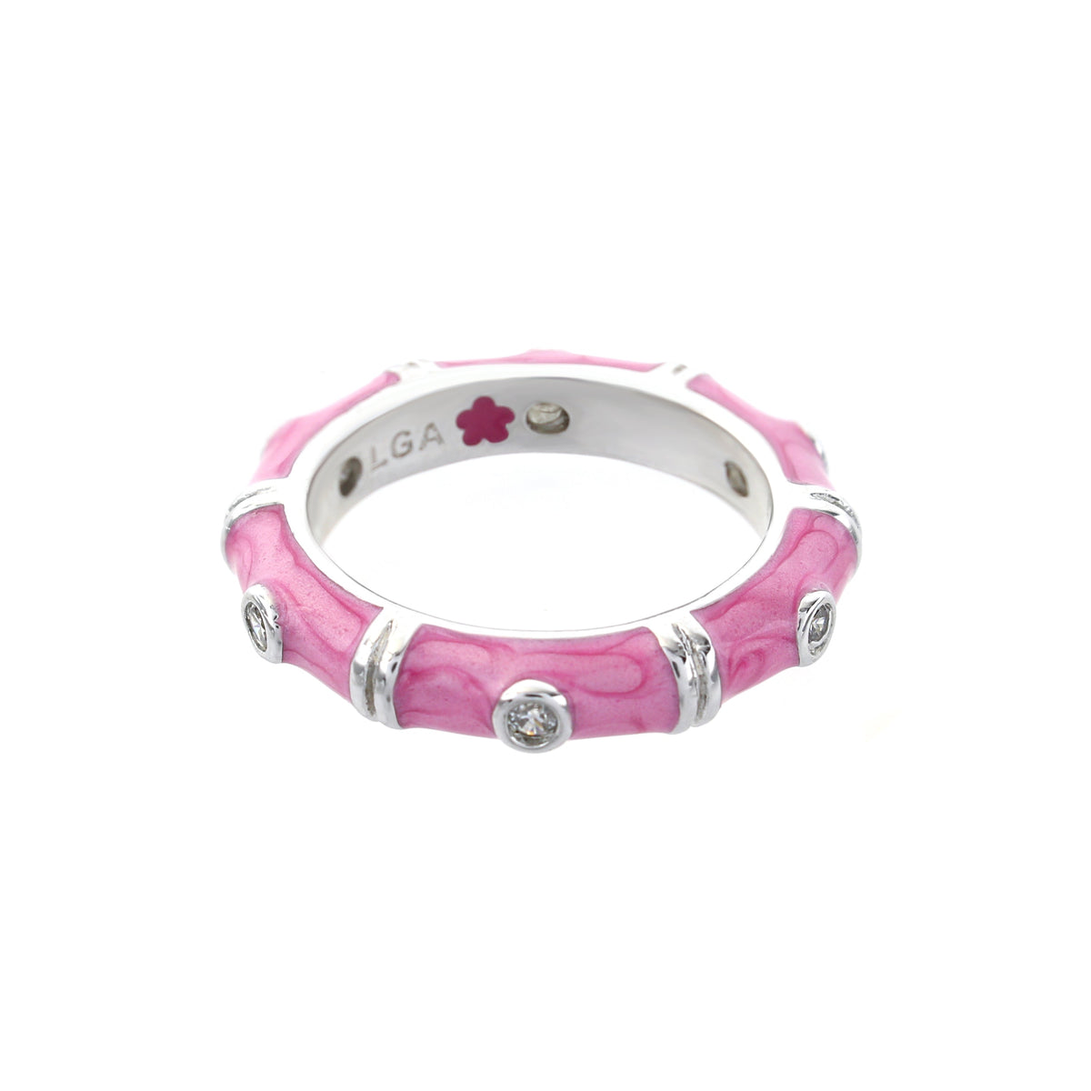 Tiny Dots Stackable Ring Crystal Dot Band pink enamel with crystals Lauren G Adams on Tampa Home & Garden Store