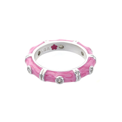 Tiny Dots Stackable Ring Crystal Dot Band pink enamel with crystals Lauren G Adams on Tampa Home & Garden Store
