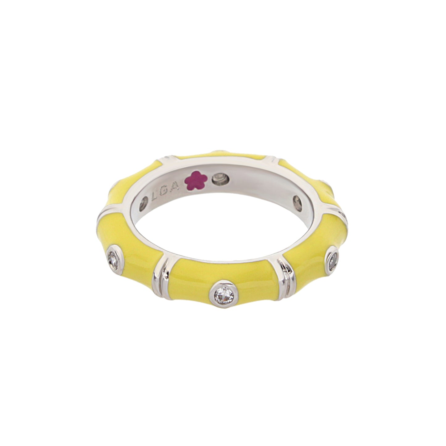 Tiny Dots Stackable Ring by Lauren G Adams in yellow enamel with crystal studs all around on Tampa Home & Garden Store