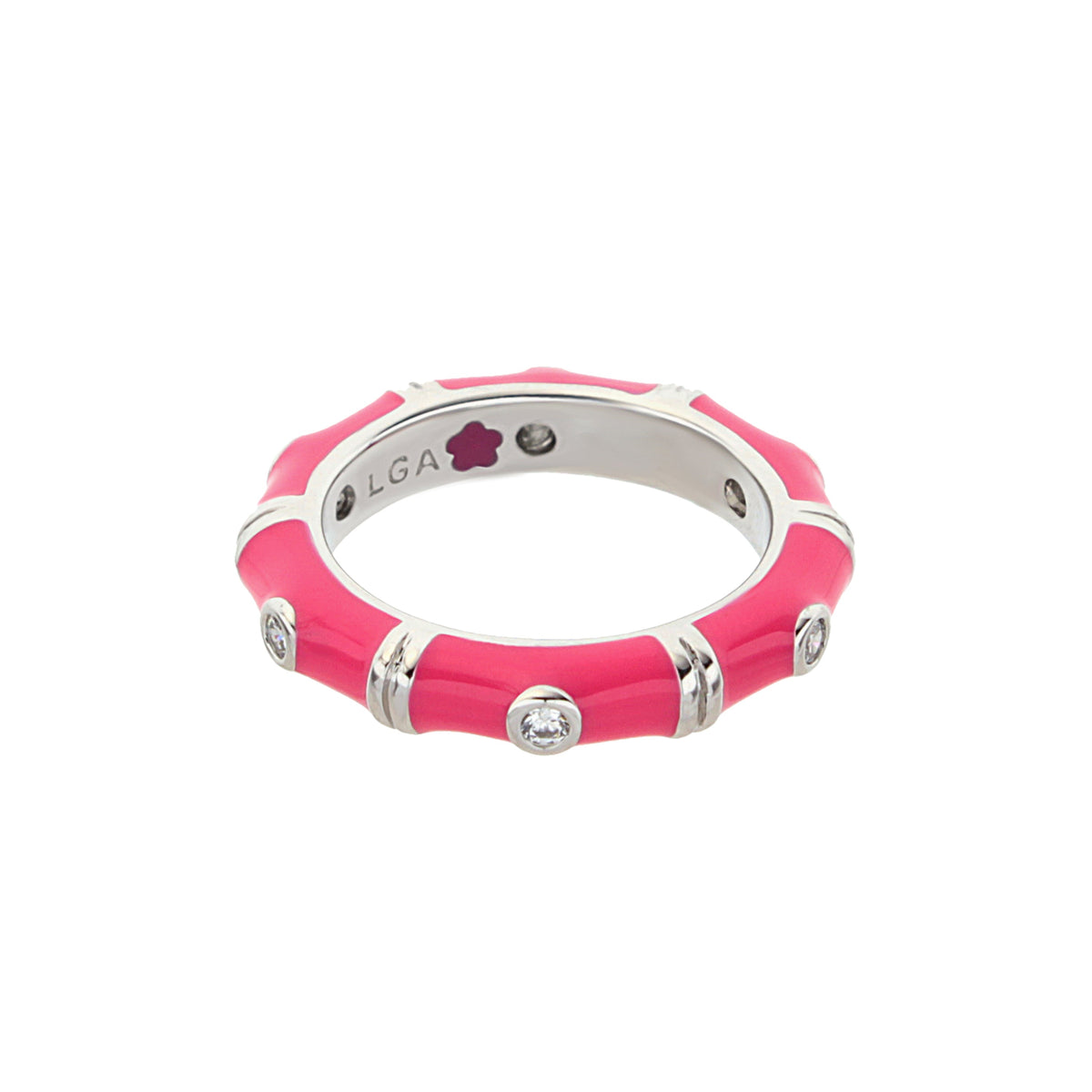 Tiny Dots Stackable Ring pink enamel with crystal dots by Lauren G Adams on Tampa Home & Garden Store