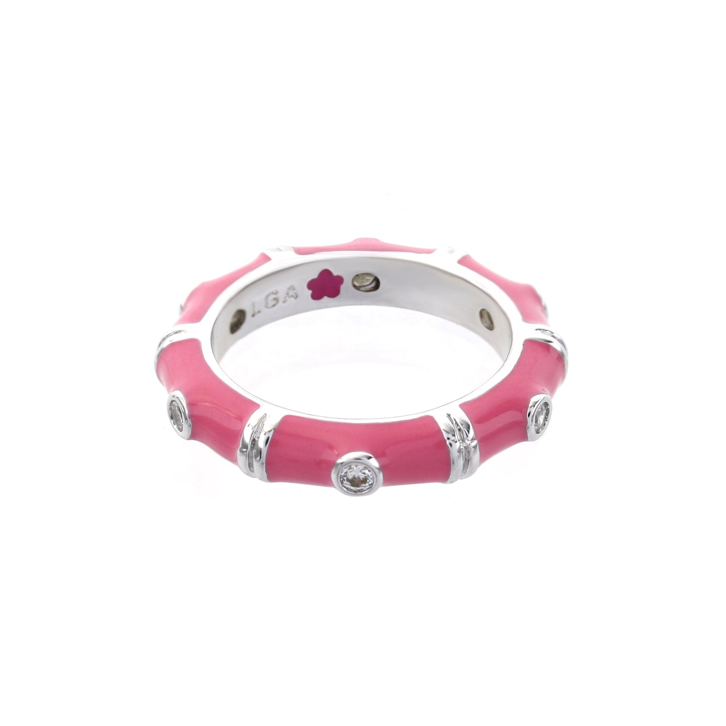 Tiny Dots Stackable Ring pink enamel with crystal dot accents by Lauren G Adams on Tampa Home & Garden Store