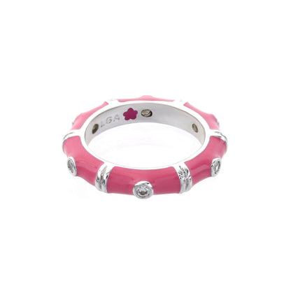 Tiny Dots Stackable Ring pink enamel with crystal dot accents by Lauren G Adams on Tampa Home & Garden Store