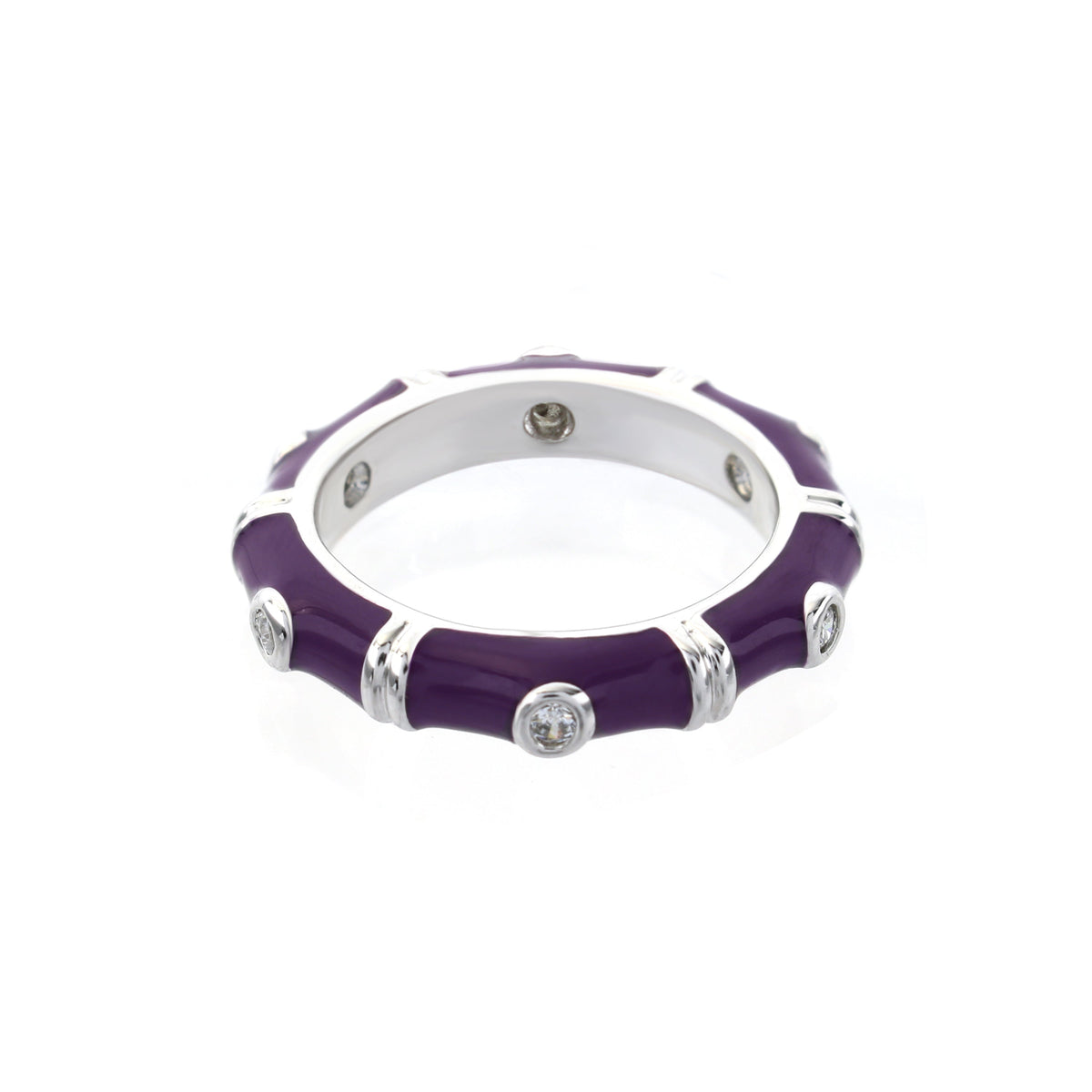 Tiny Dots Stackable Ring - Crystal Dot Band purple enamel with crystal studs Lauren G Adams on Tampa Home & Garden Store