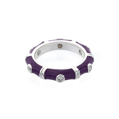 Tiny Dots Stackable Ring - Crystal Dot Band purple enamel with crystal studs Lauren G Adams on Tampa Home & Garden Store