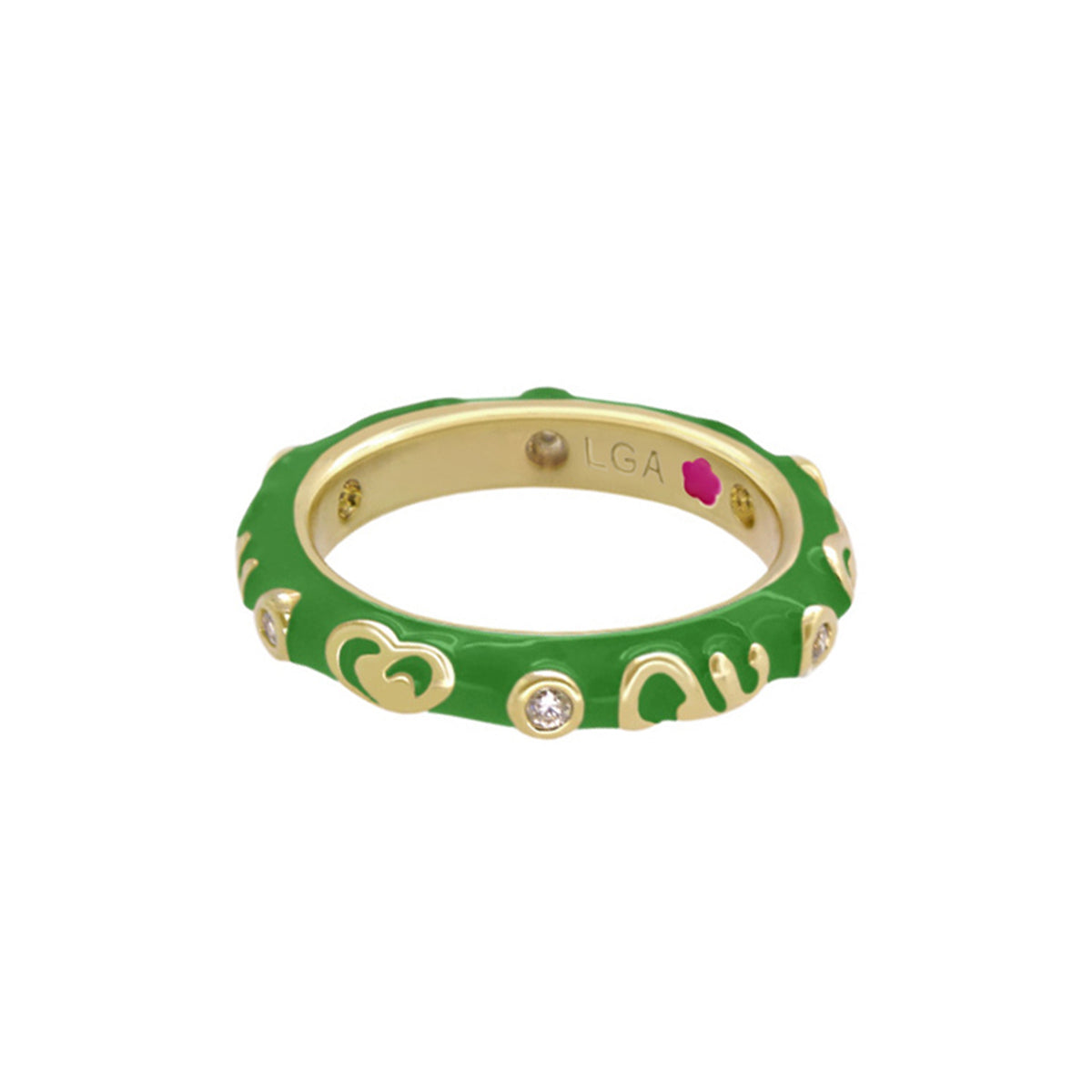 Stackable Desire Ring — Heart & Swirl Band in green enamel with gold-tone by Lauren G Adams on Tampa Home & Garden Store