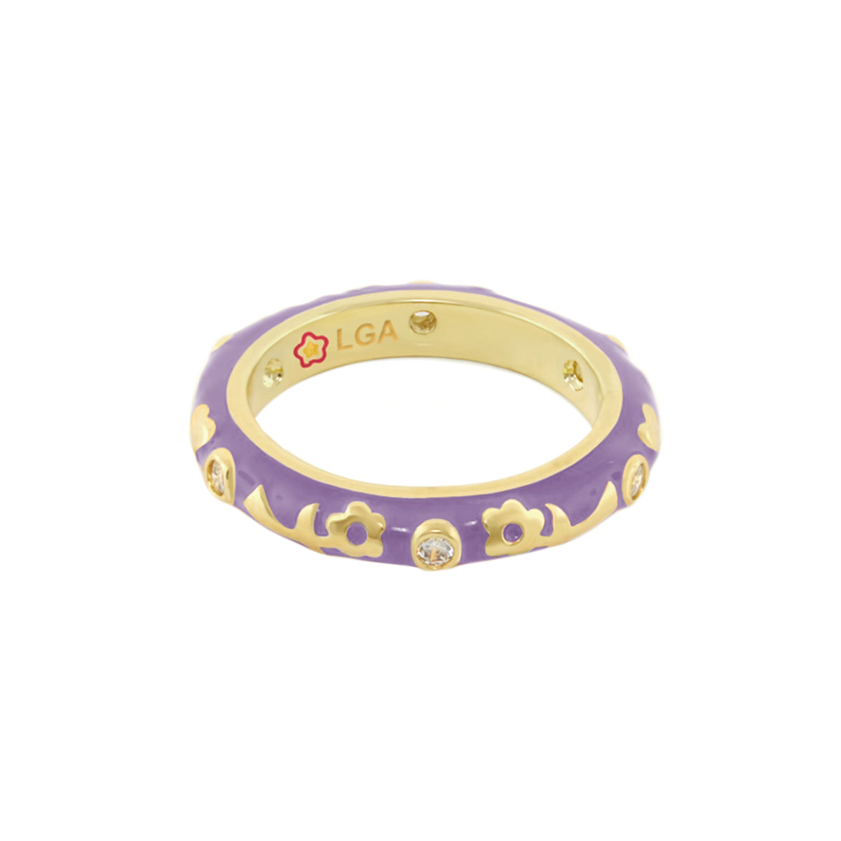 Stackable Desire Ring — Flower Enamel Band by Lauren G Adams in purple with gold floral accents on Tampa Home & Garden Store