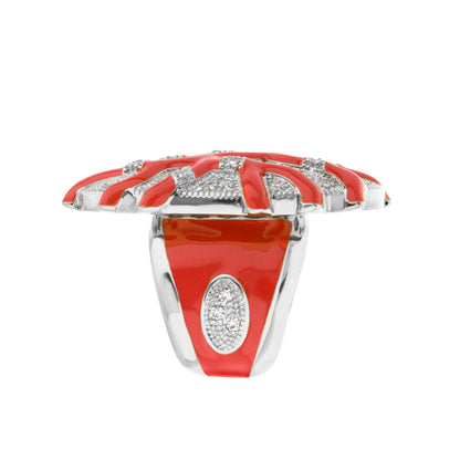 Pretty Little Things Ring — Coral Branch Pavé Dome, red enamel with pavé crystals by Lauren G Adams on Tampa Home & Garden Store