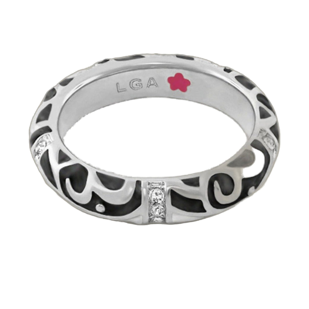 Stackable Desire Ring by Lauren G Adams - Scroll Pave Band, silver with pave diamonds on Tampa Home & Garden Store