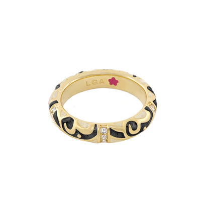 Stackable Desire Ring by Lauren G Adams - gold band with black enamel scroll pavé on Tampa Home & Garden Store