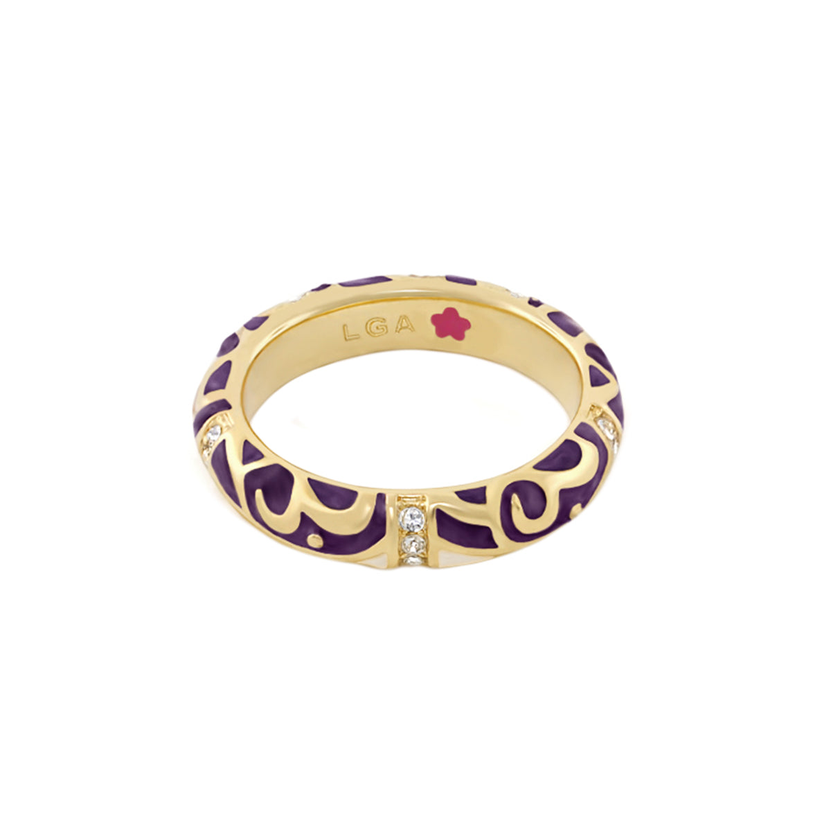 Stackable Desire Ring Scroll Pavé Band gold tone with purple enamel Lauren G Adams on Tampa Home & Garden Store