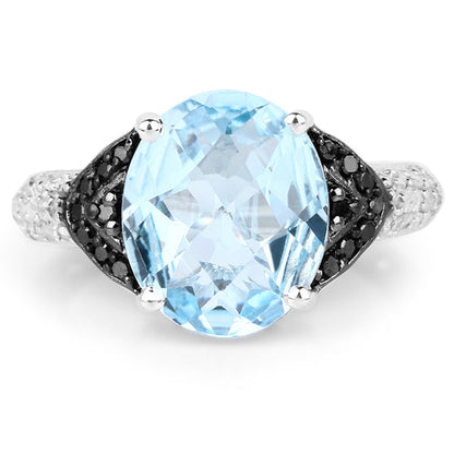 Ring with 5.37ct Swiss blue topaz, black & white topaz accents in silver by Bids.com on Tampa Home & Garden Store