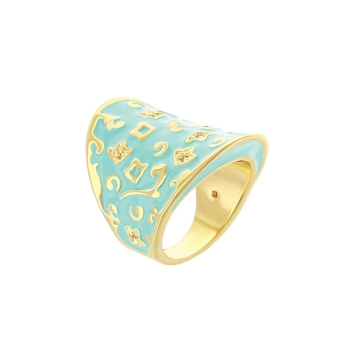 Fleur De Love Ring turquoise enamel cocktail ring in gold-tone filigree Lauren G Adams on Tampa Home & Garden Store