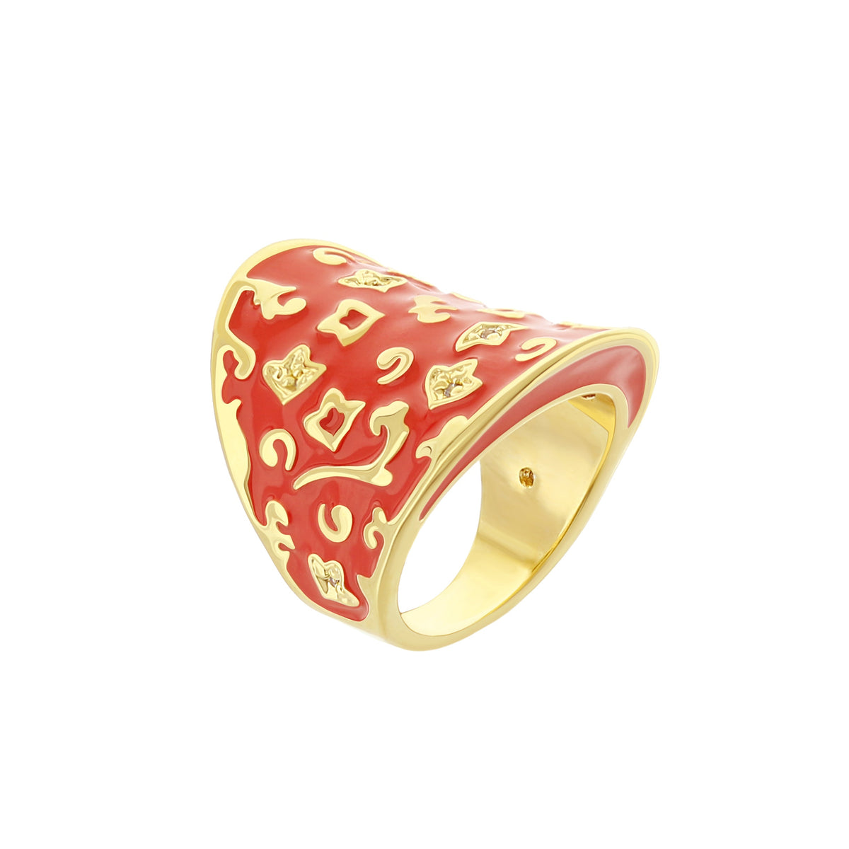 Fleur De Love ring by Lauren G Adams, red enamel with gold filigree, cocktail ring on Tampa Home & Garden Store