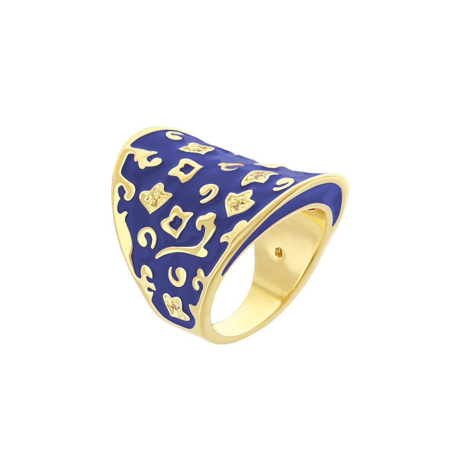 Fleur De Love Ring cocktail ring in blue enamel with gold accents by Lauren G Adams on Tampa Home & Garden Store