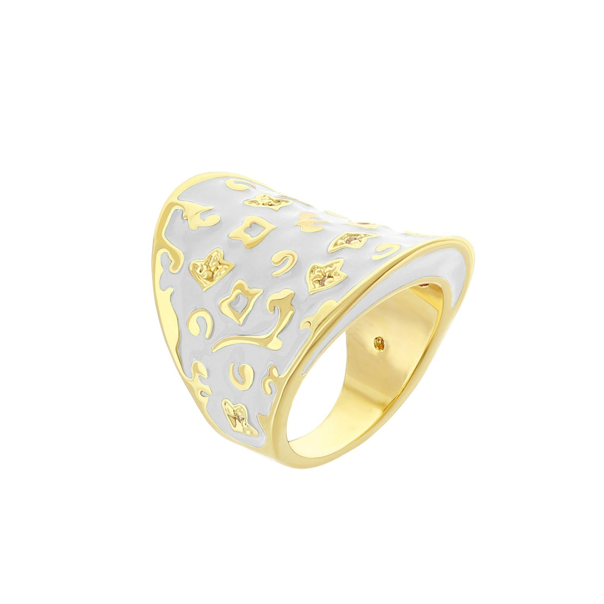 Fleur De Love Ring by Lauren G Adams, gold ring with white enamel and fleur-de-lis motifs on Tampa Home & Garden Store