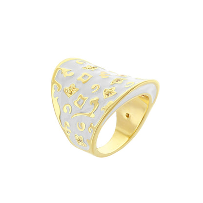 Fleur De Love Ring by Lauren G Adams, gold ring with white enamel and fleur-de-lis motifs on Tampa Home & Garden Store