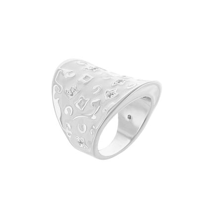 Fleur De Love Ring by Lauren G Adams, silver-tone wide-band cocktail ring with fleur-de-lis motifs on Tampa Home & Garden Store