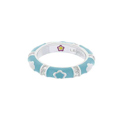 Daisy Love Stackable Ring turquoise enamel with daisy motifs and crystals by Lauren G Adams on Tampa Home & Garden Store